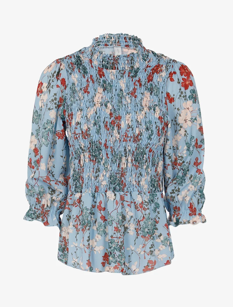 Elastisches Bustier-Top mit Print - Himmelblau