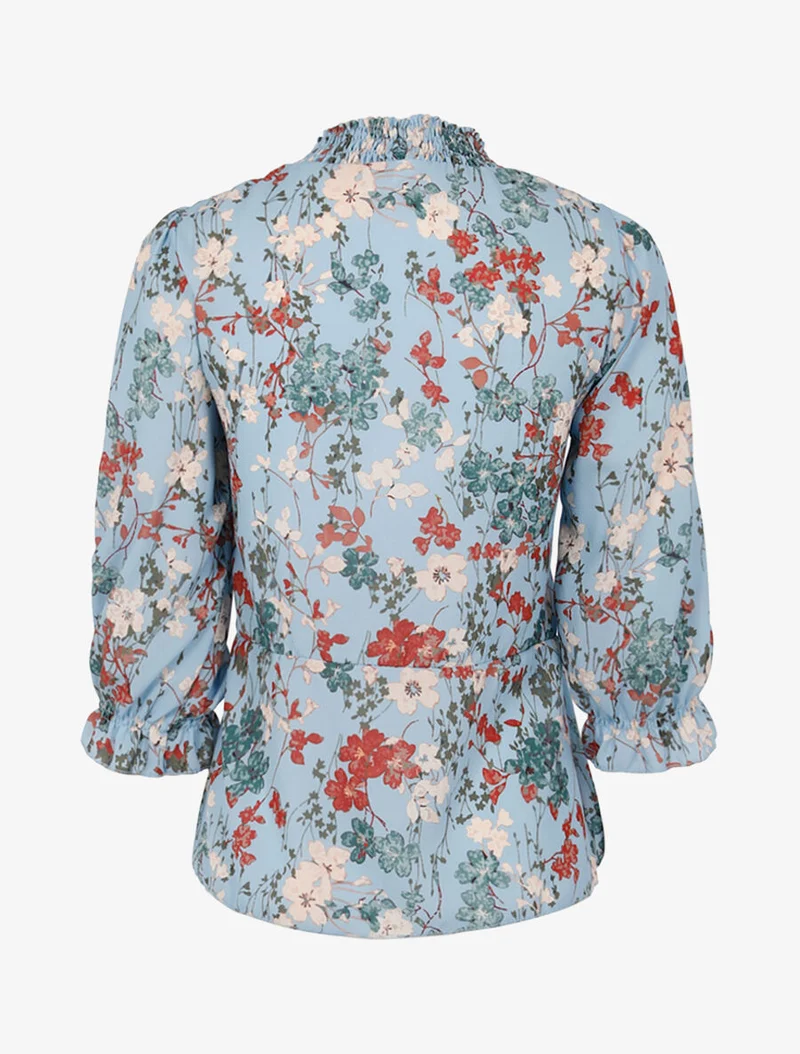 Elastisches Bustier-Top mit Print - Himmelblau