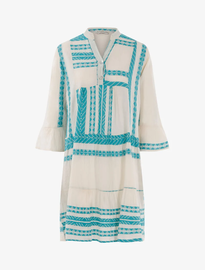 Böhmisches Kleid mit Drucken - Türkis