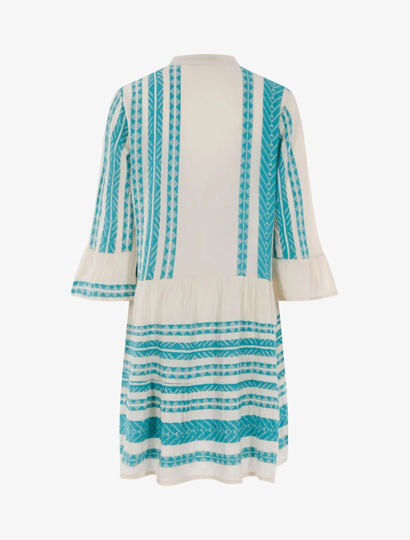 Böhmisches Kleid mit Drucken - Türkis