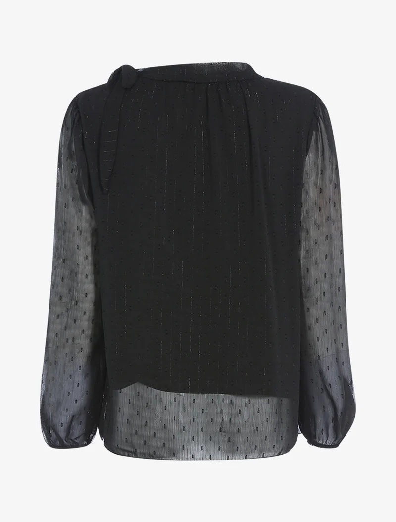 Bluse aus Voile mit einer Schulter zum Binden - Schwarz