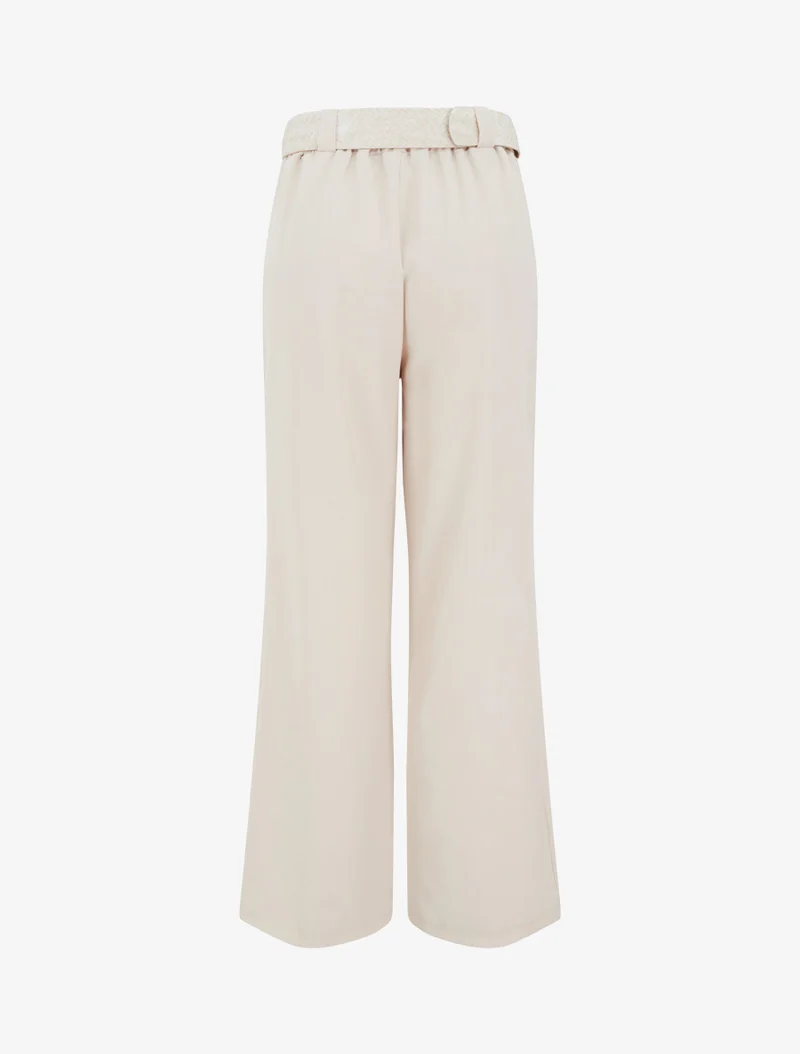 Einfarbige elastische Hose - Beige