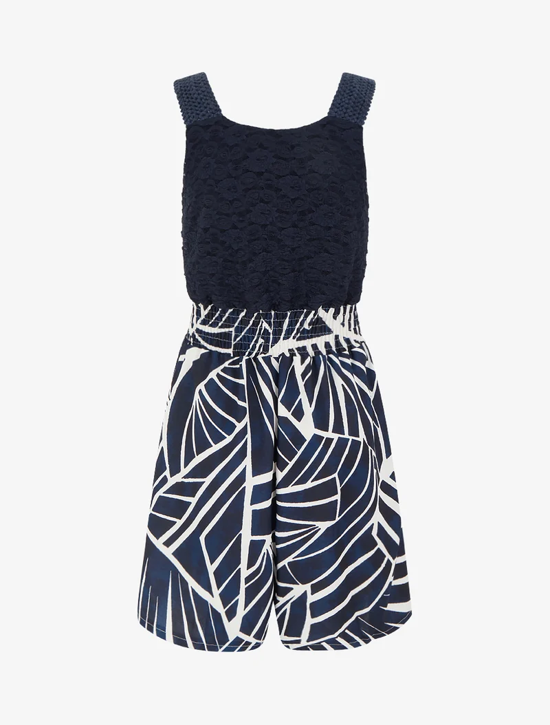Grafisch bedruckter Jumpsuit mit Spitzen-Bustier - Marine