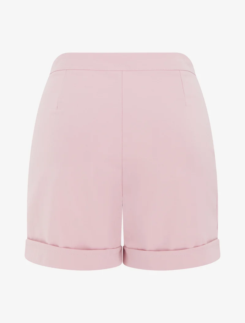 Kurze hoch taillierte Uni-Hose - Rose