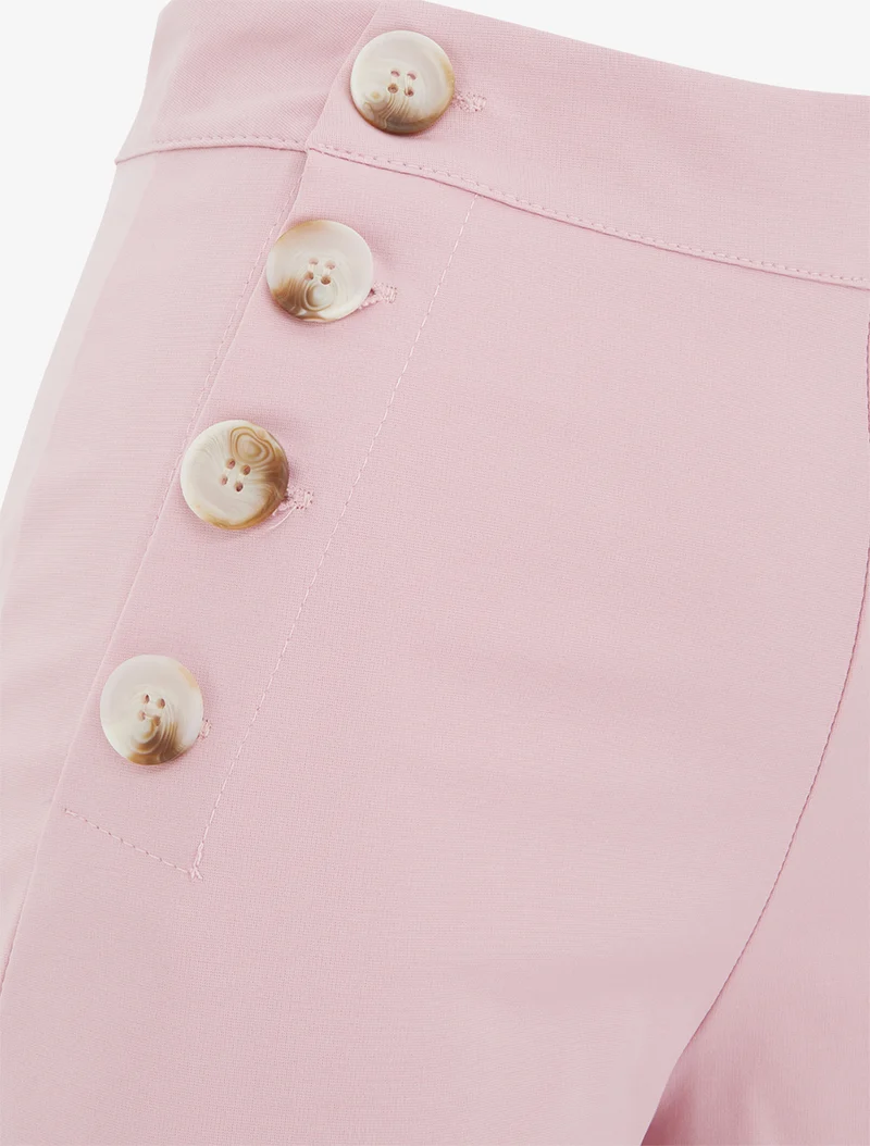 Kurze hoch taillierte Uni-Hose - Rose
