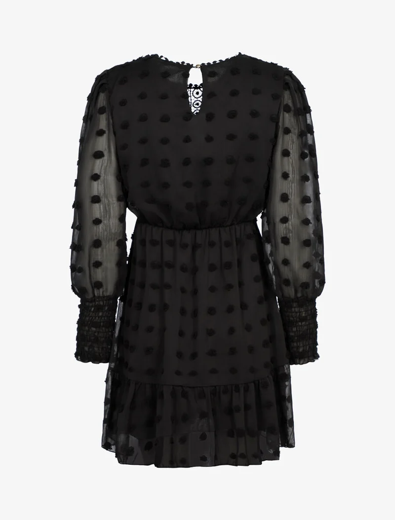 Skaterkleid aus geprägtem Voile - Schwarz