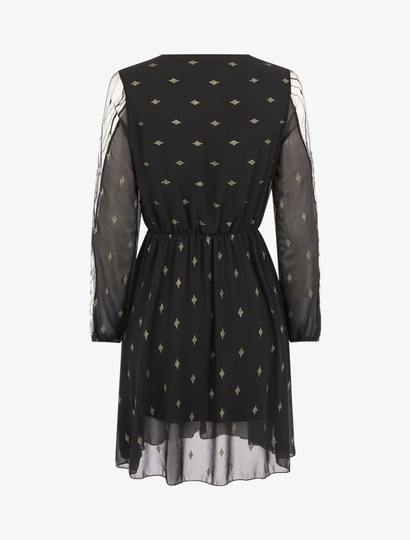 Kleid mit schimmerndem Rautenmuster - Schwarz