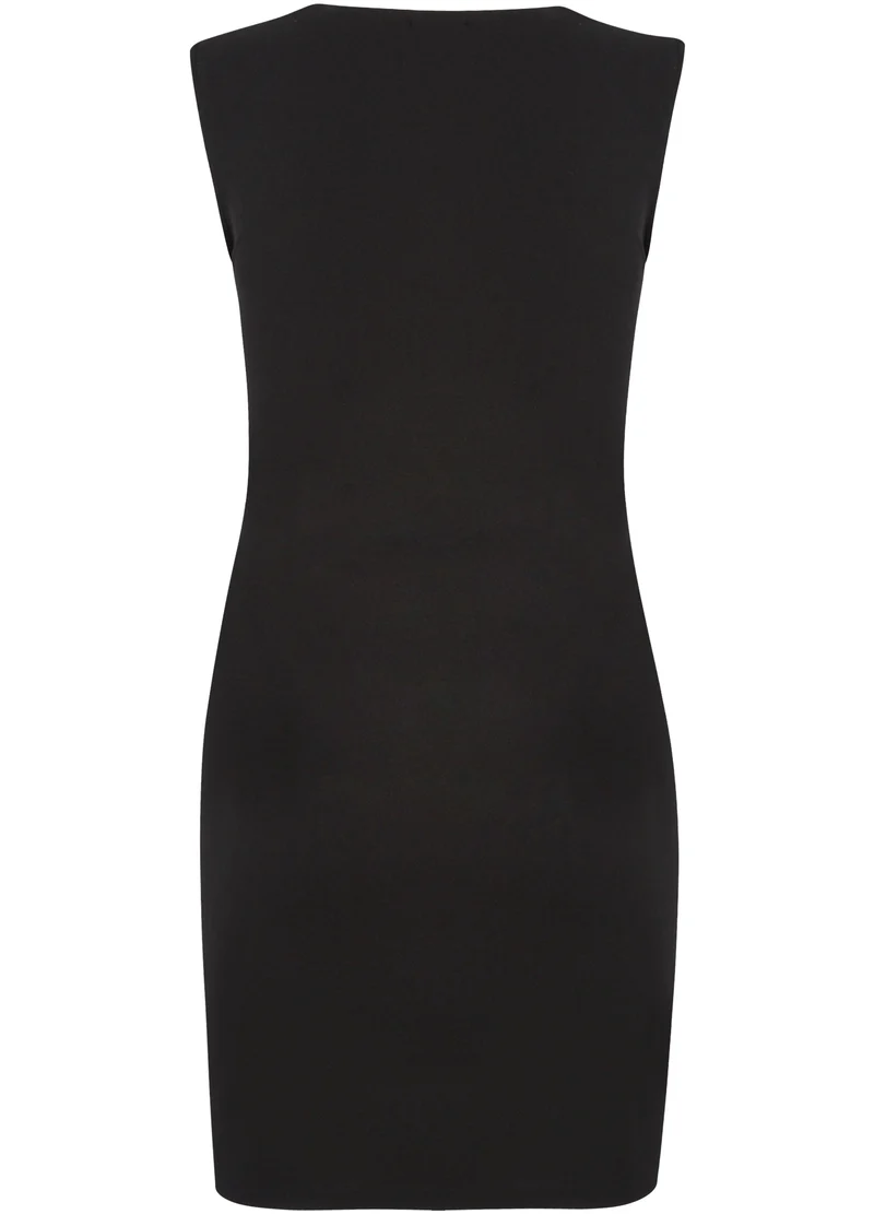 Kleid mit schrägen Reißverschlüssen - Schwarz
