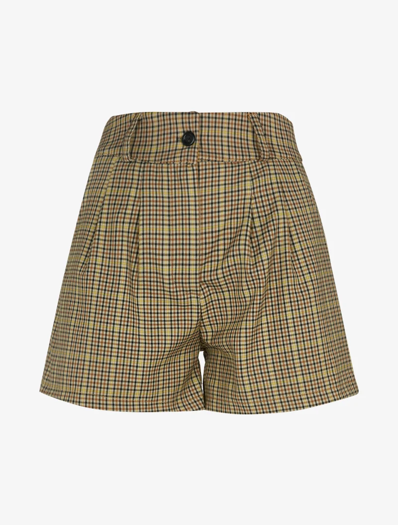 Mini-Shorts mit Tartanmuster - Gelb