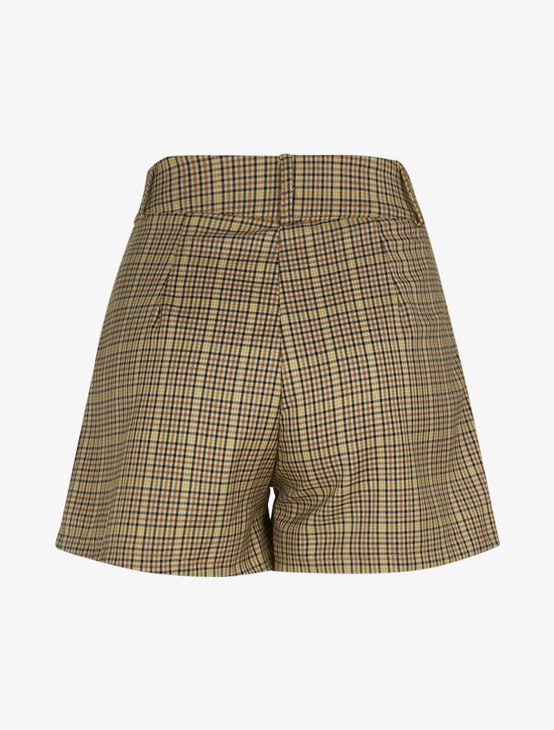 Mini-Shorts mit Tartanmuster - Gelb