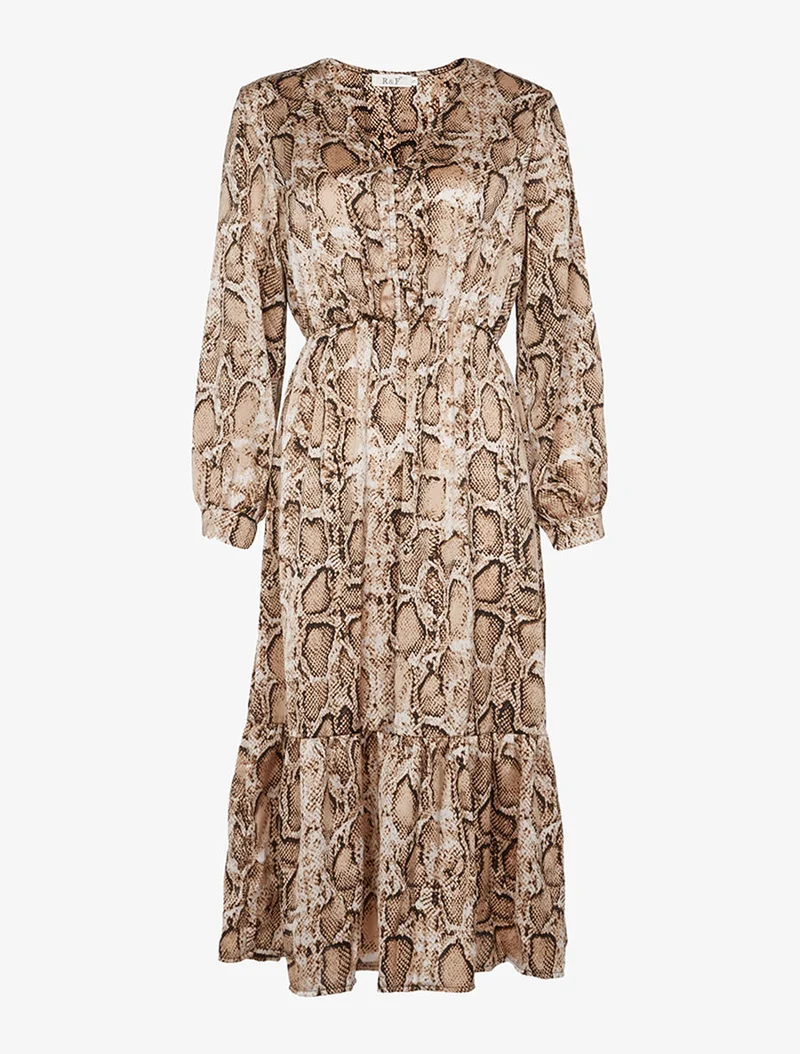 Leichtes Kleid mit Python-Print - Beige