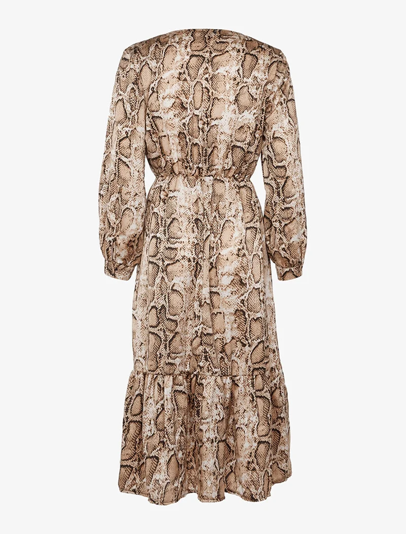 Leichtes Kleid mit Python-Print - Beige