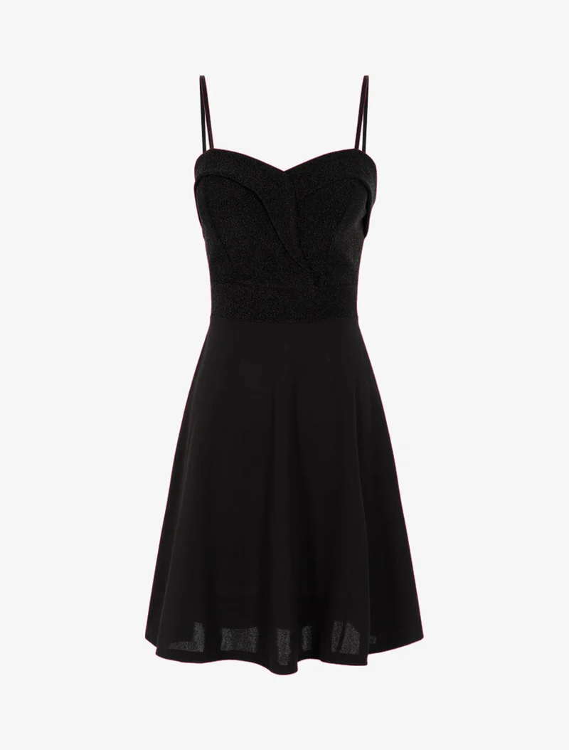 Glitzerndes Bustier-Skaterkleid - Schwarz