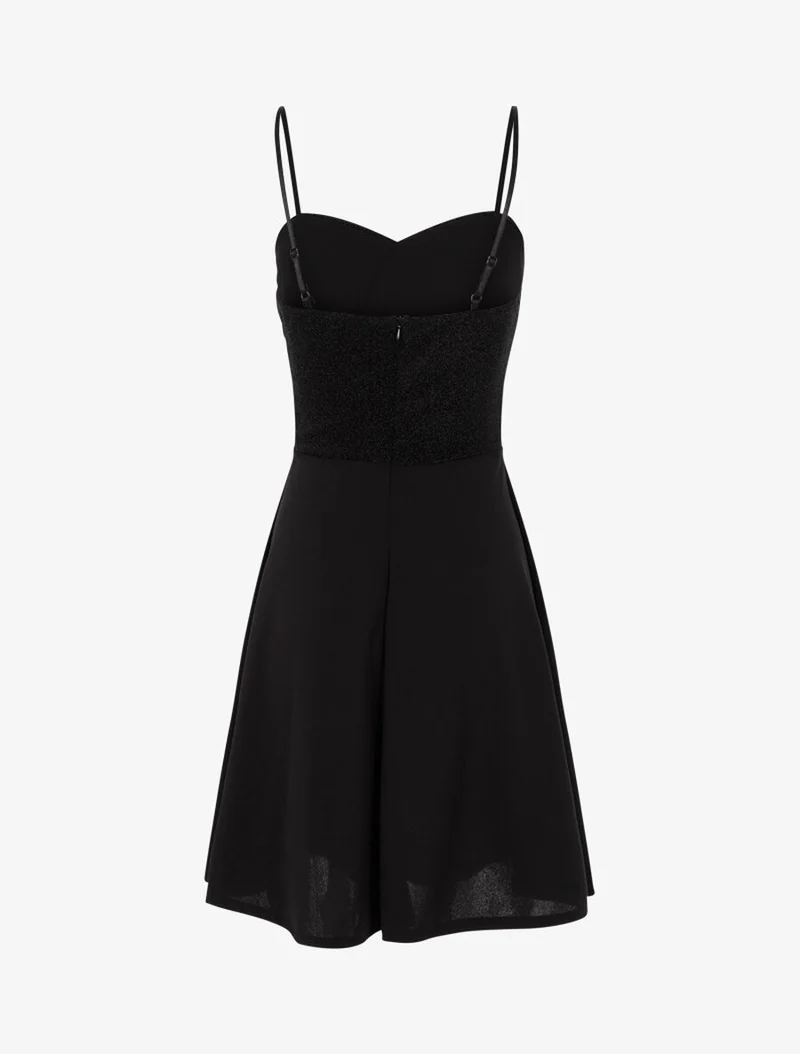 Glitzerndes Bustier-Skaterkleid - Schwarz