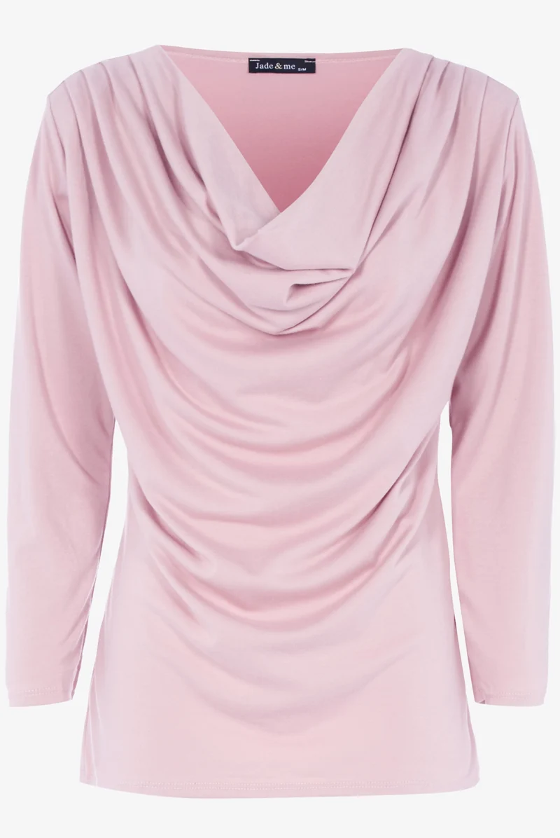 Top mit Wasserfallausschnitt - Rose