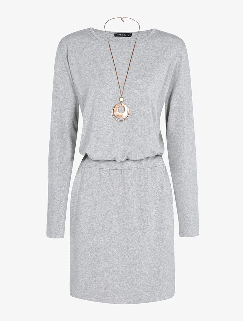 Lässiges Kleid mit Kette - Hellgrau