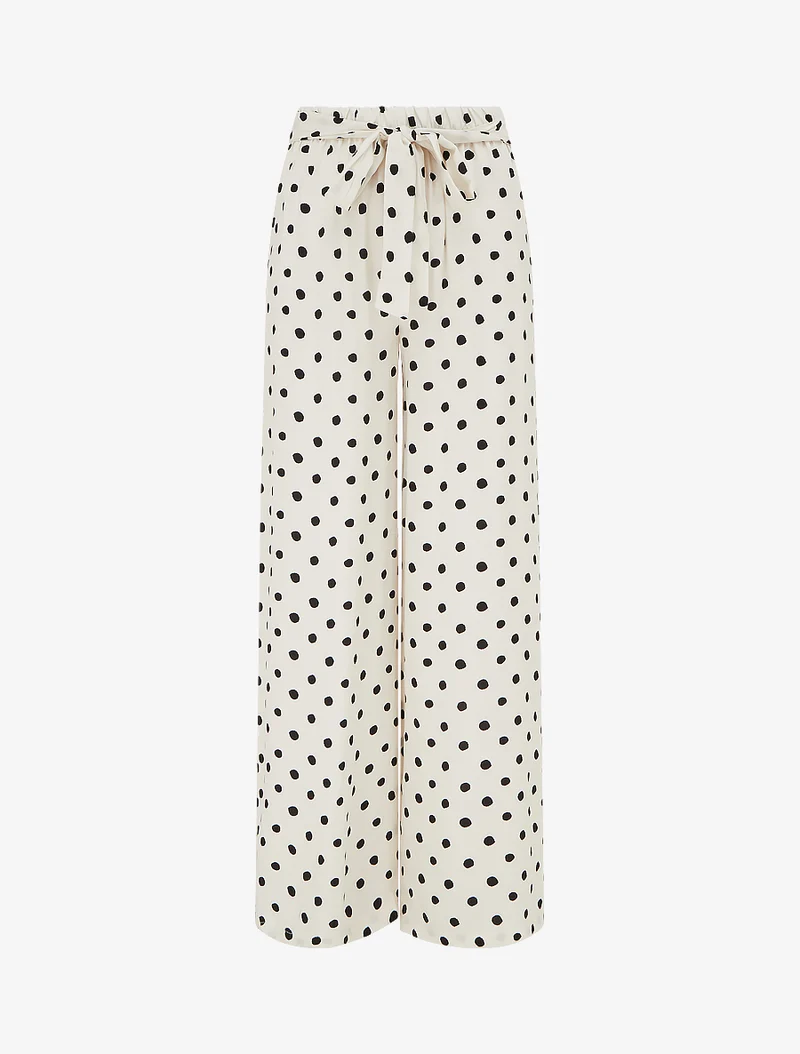 Elastische Hose mit Punkten - Beige