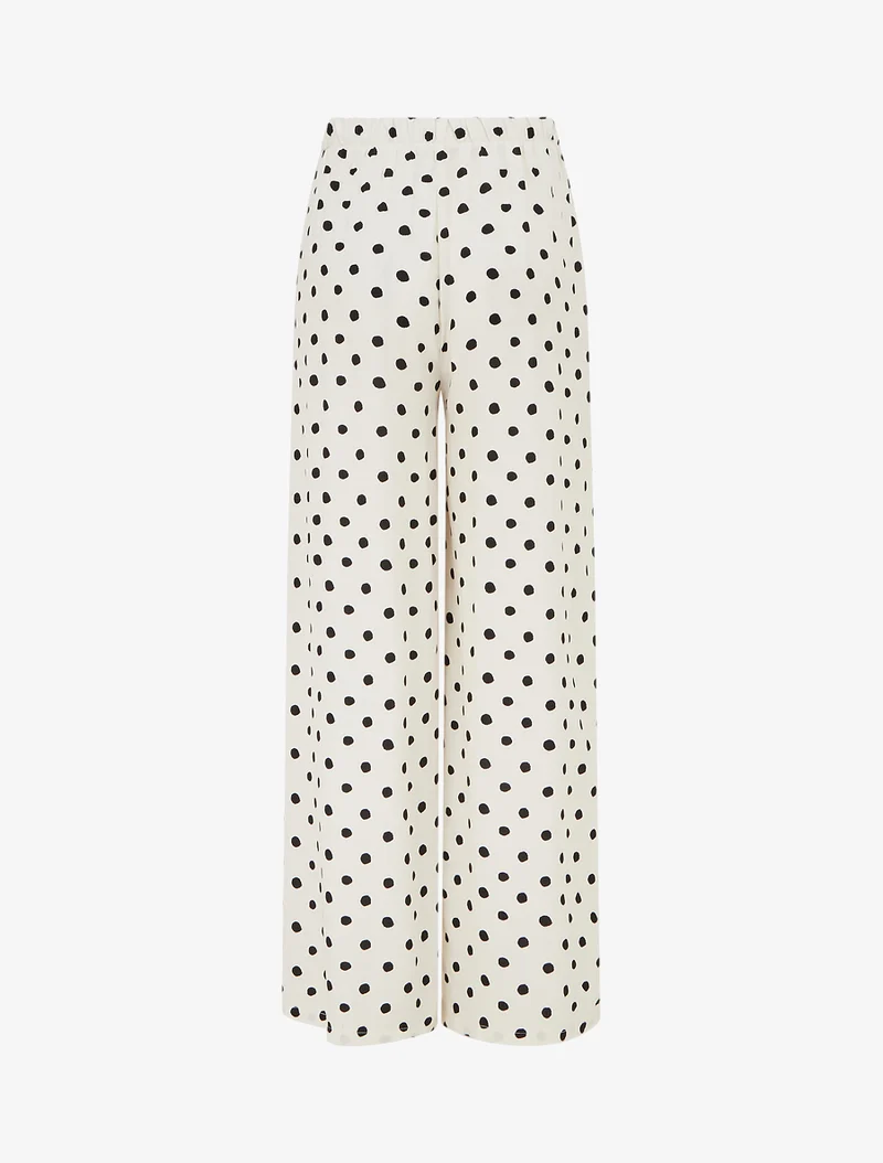 Elastische Hose mit Punkten - Beige