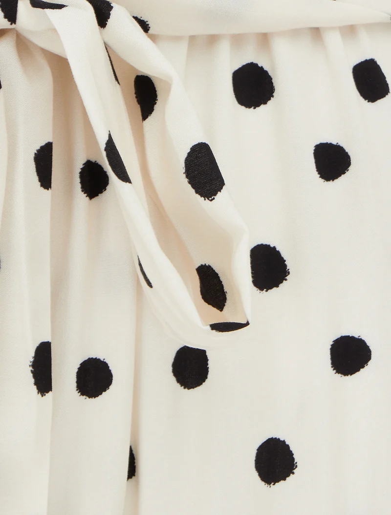 Elastische Hose mit Punkten - Beige