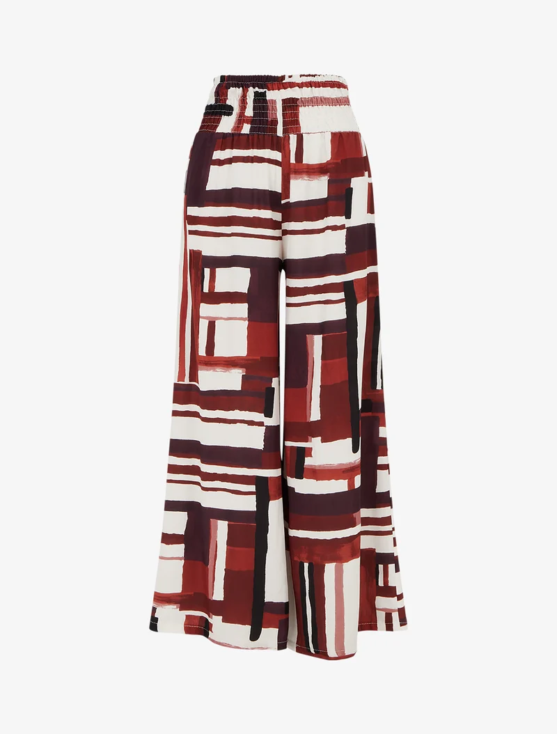 Elastische Hose mit abstraktem Print - Bordeaux