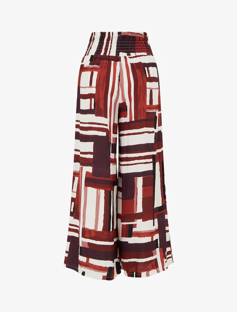 Elastische Hose mit abstraktem Print - Bordeaux