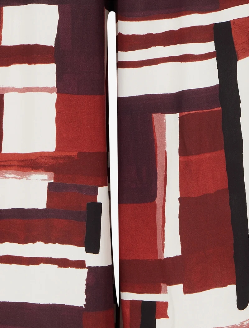 Elastische Hose mit abstraktem Print - Bordeaux