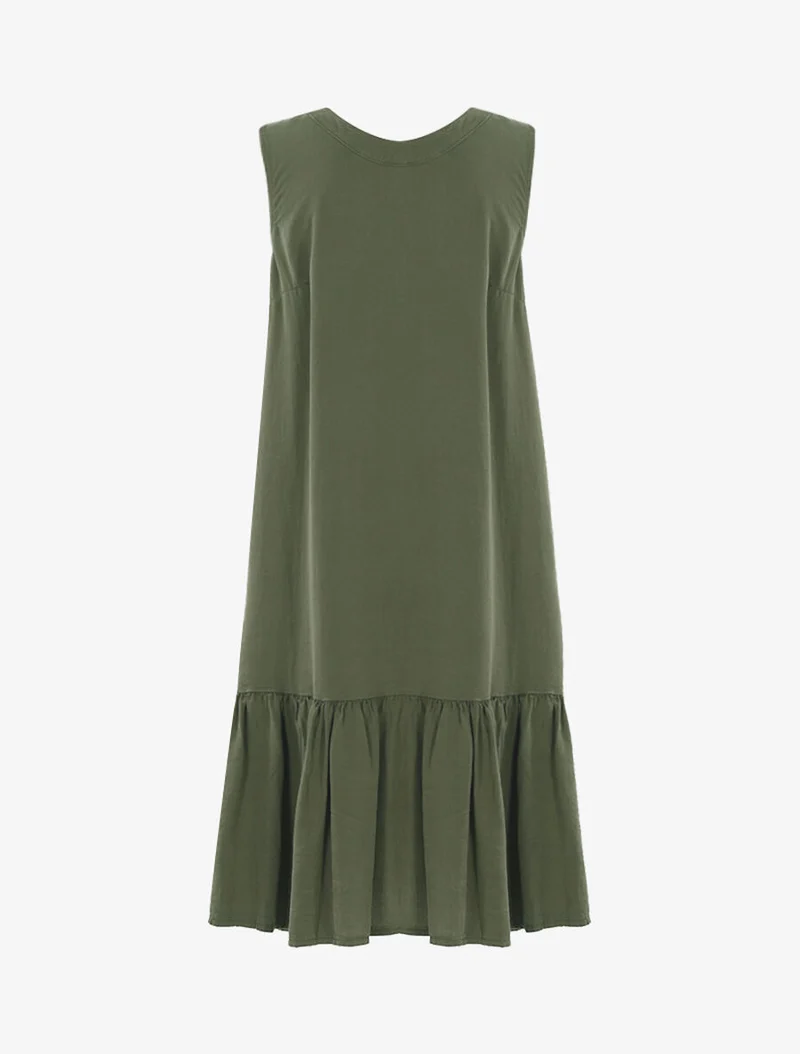 Kleid mit großem Volant - Kaki
