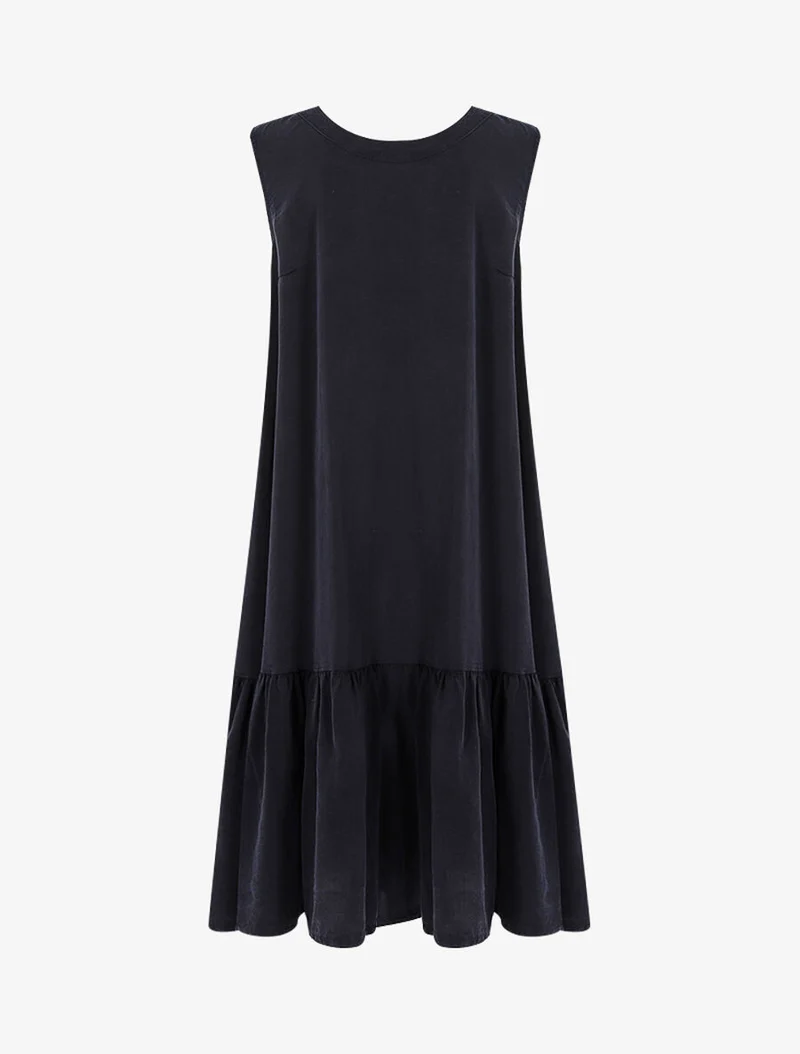 Kleid mit großem Volant - Marine
