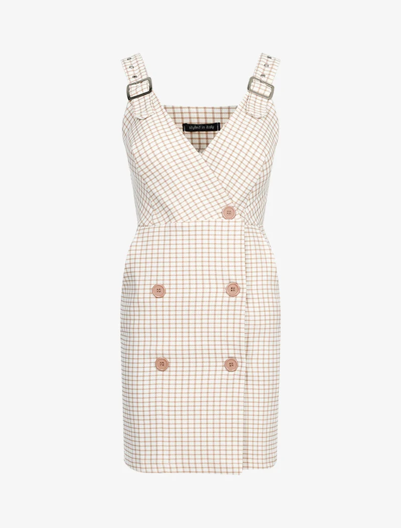 Kleid mit kleinen Karos - Kamel