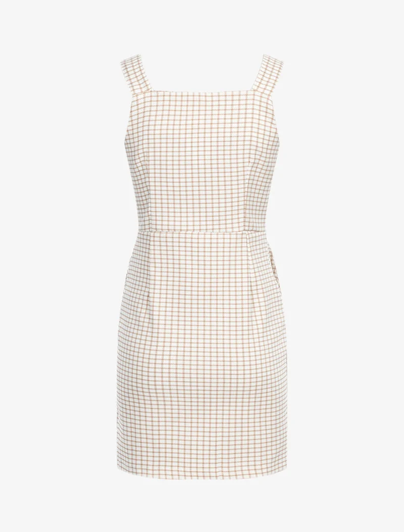 Kleid mit kleinen Karos - Kamel