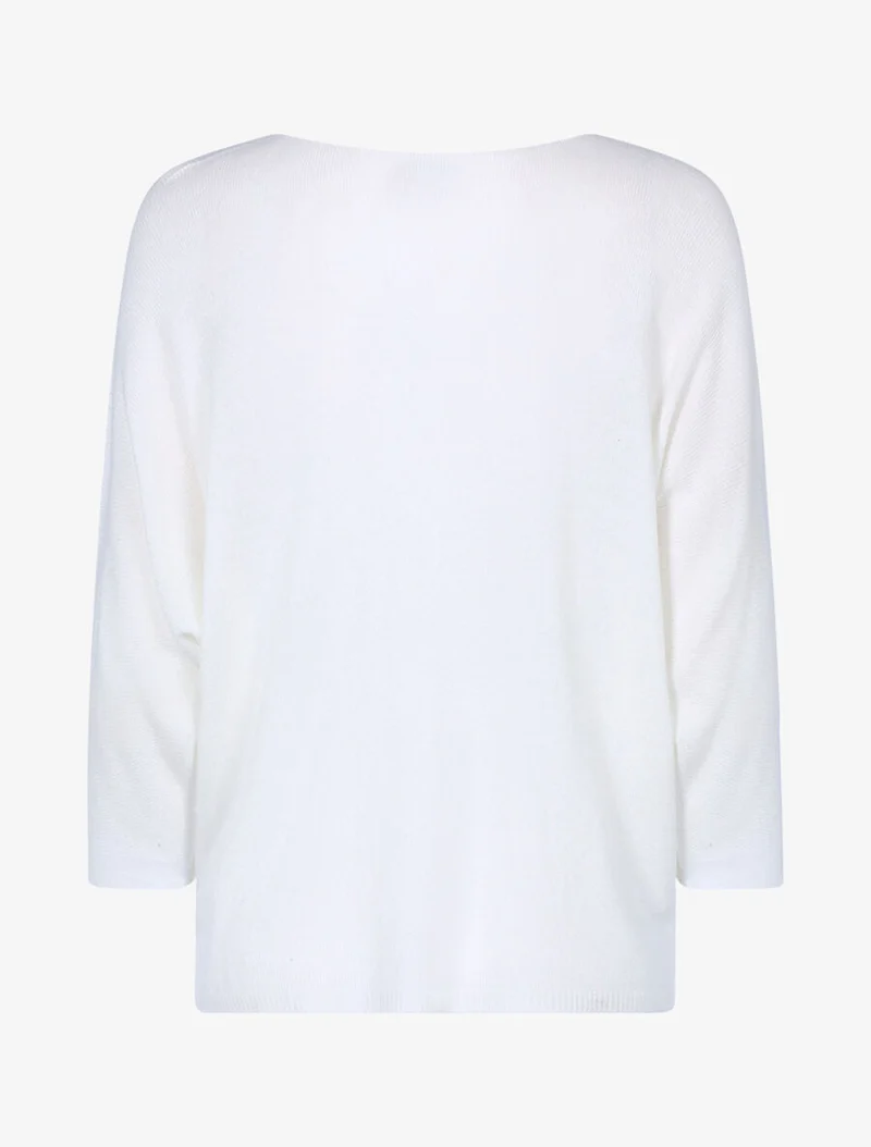 Feines Mesh-Top mit Prints - Weiß