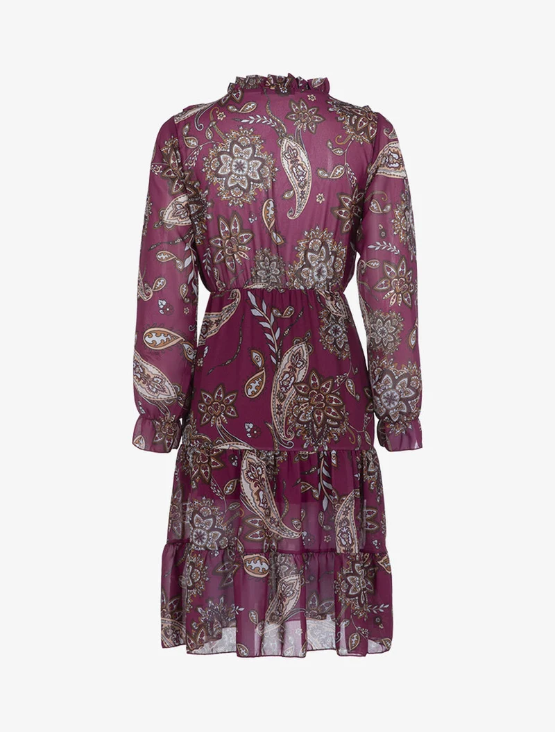 Volantkleid mit Paisleymuster - Lila