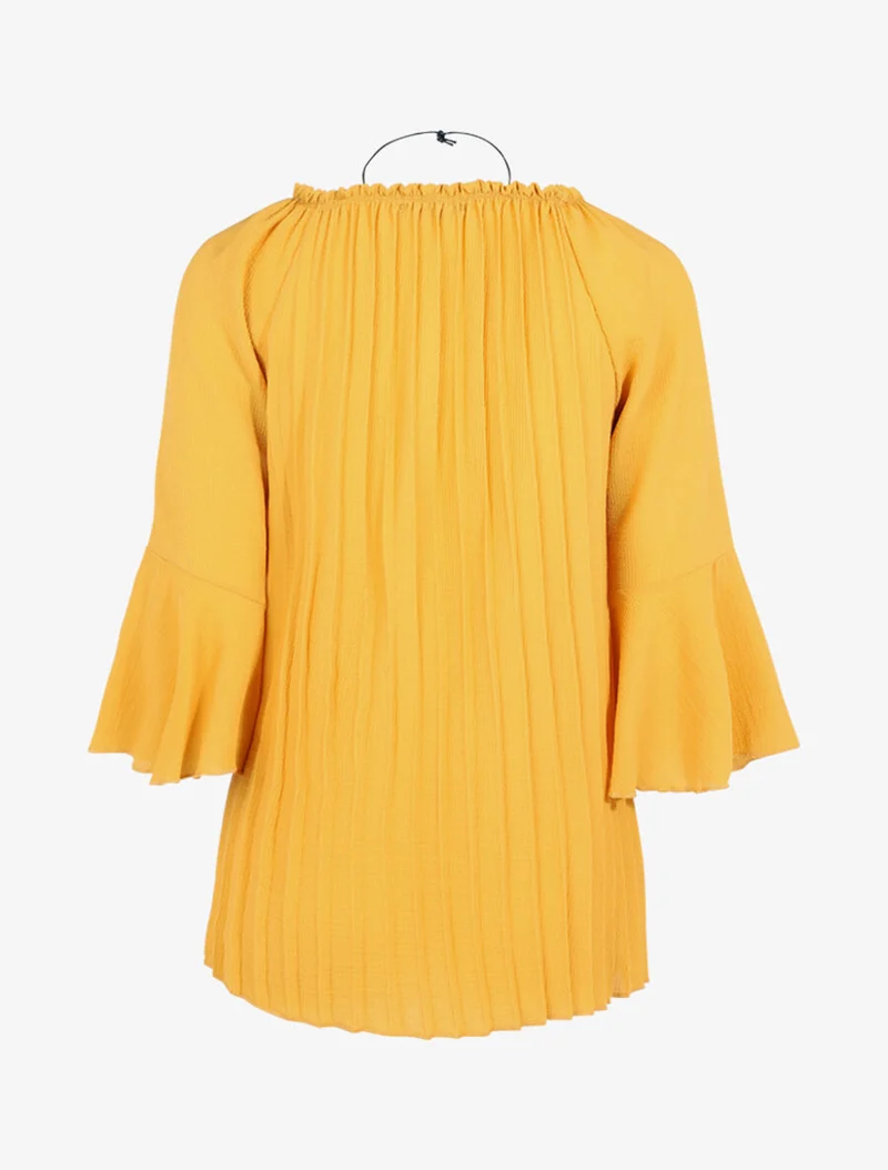 Gekreppte Bluse mit Kette - Gelb
