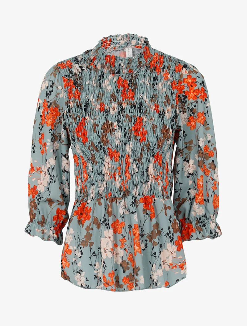 Elastisches Bustier-Top mit Print - Wassergrün