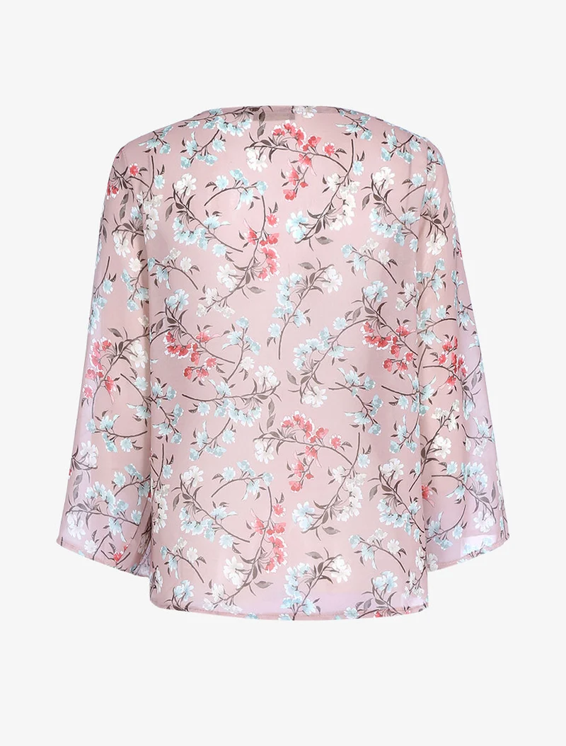 Landhausdruck-Top mit Pailletten - Rose