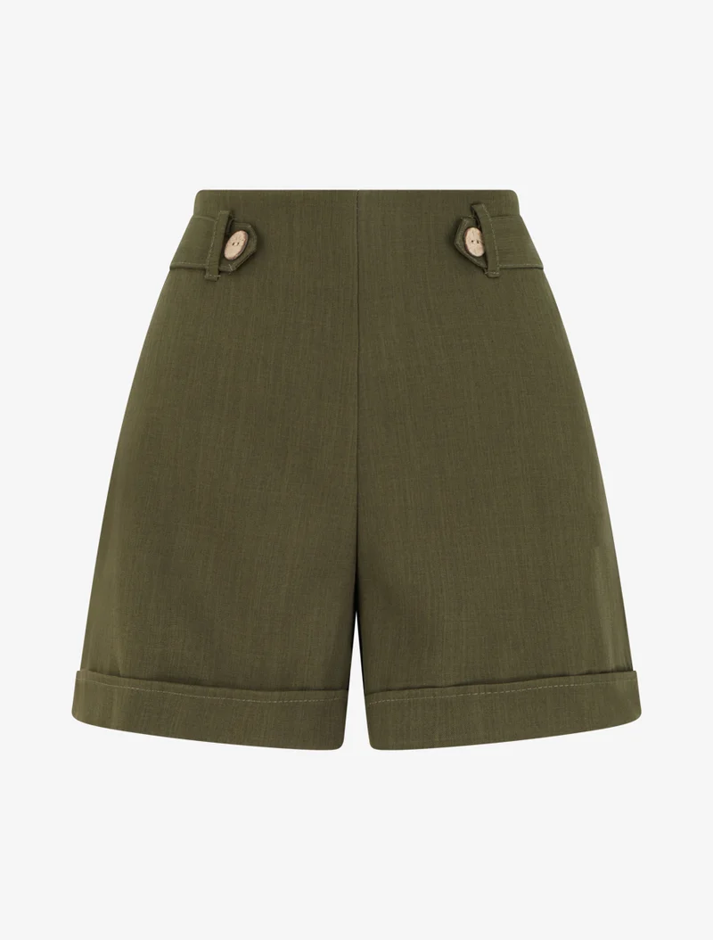 Kurze elastische Uni-Hose - Kaki