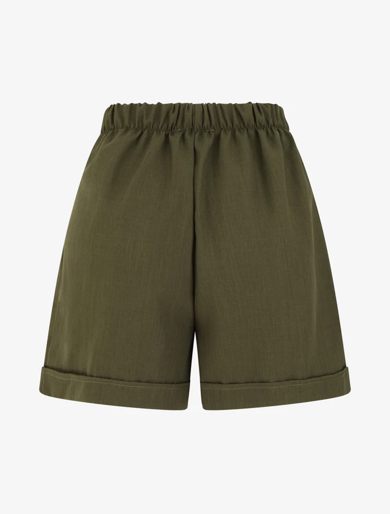 Kurze elastische Uni-Hose - Kaki