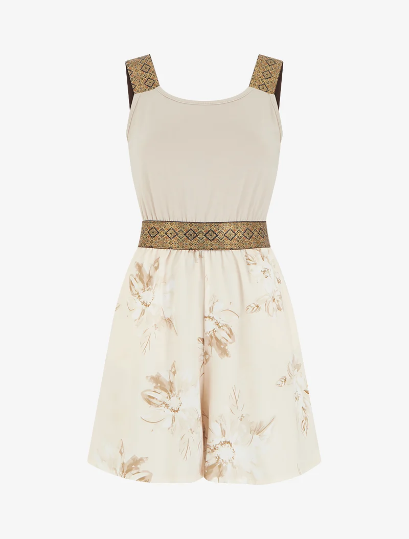 Bedruckter Blumen-Jumpsuit mit fantasievollen Trägern - Maulwurf
