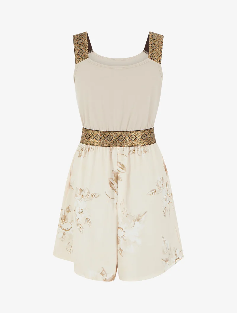 Bedruckter Blumen-Jumpsuit mit fantasievollen Trägern - Maulwurf
