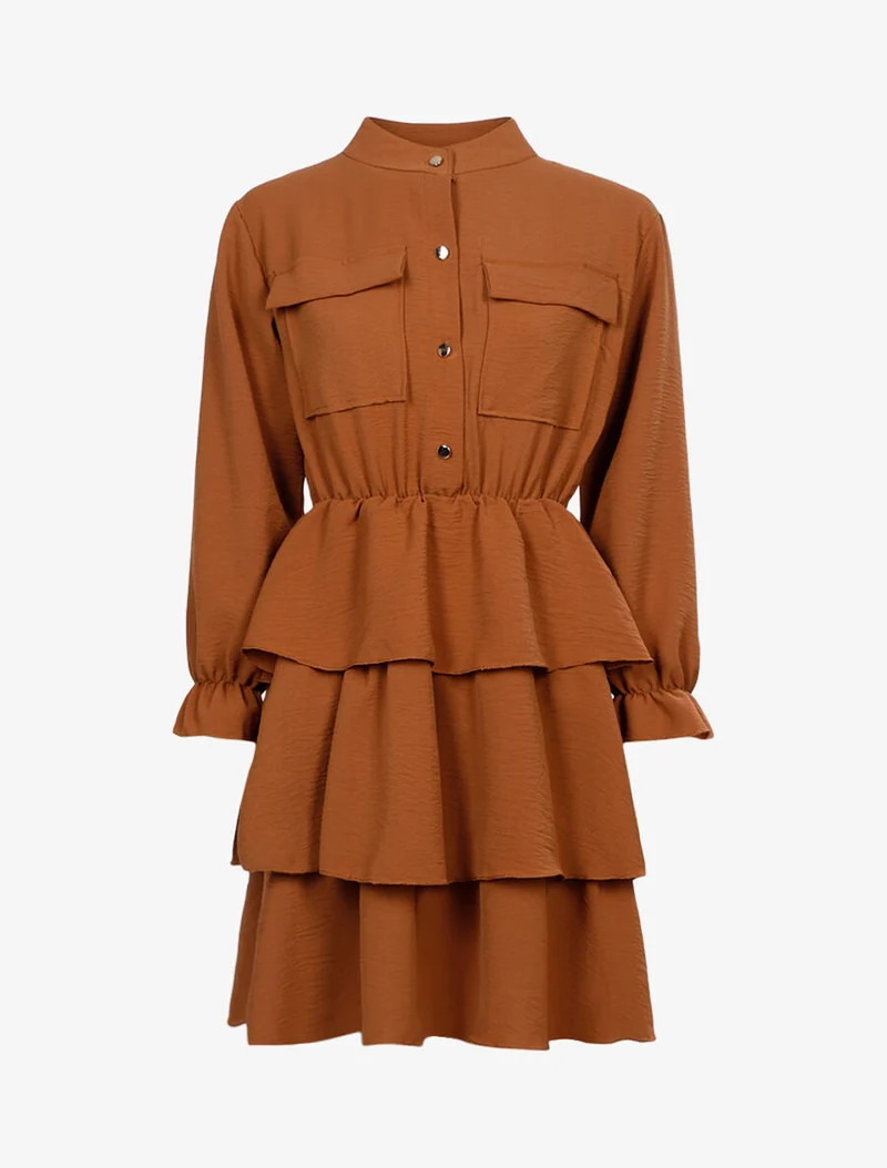 Volantrock-Kleid - Braun