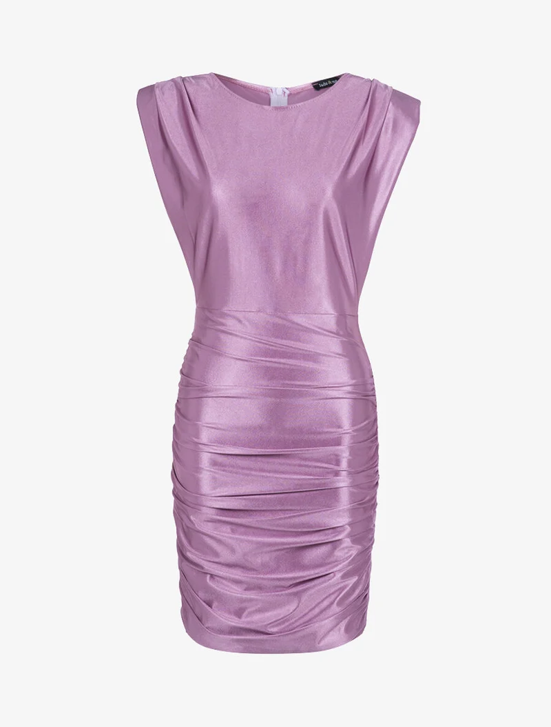 80er-Jahre-Stil satiniertes Kleid - Flieder