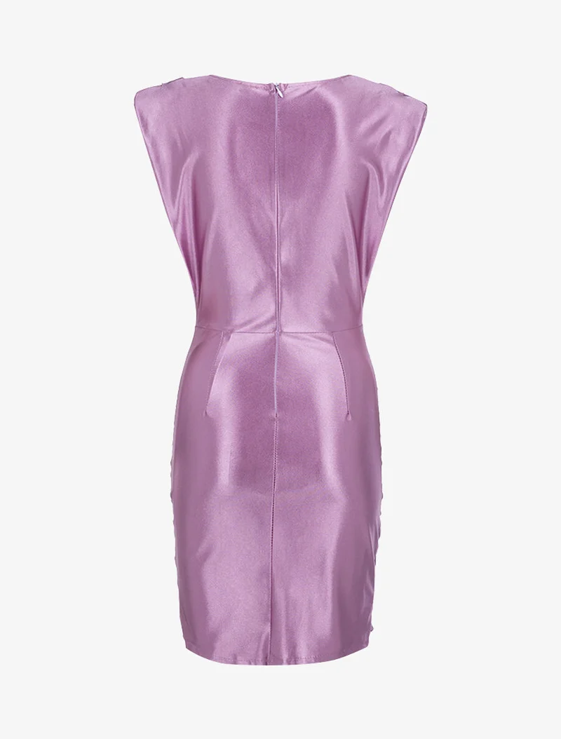 80er-Jahre-Stil satiniertes Kleid - Flieder