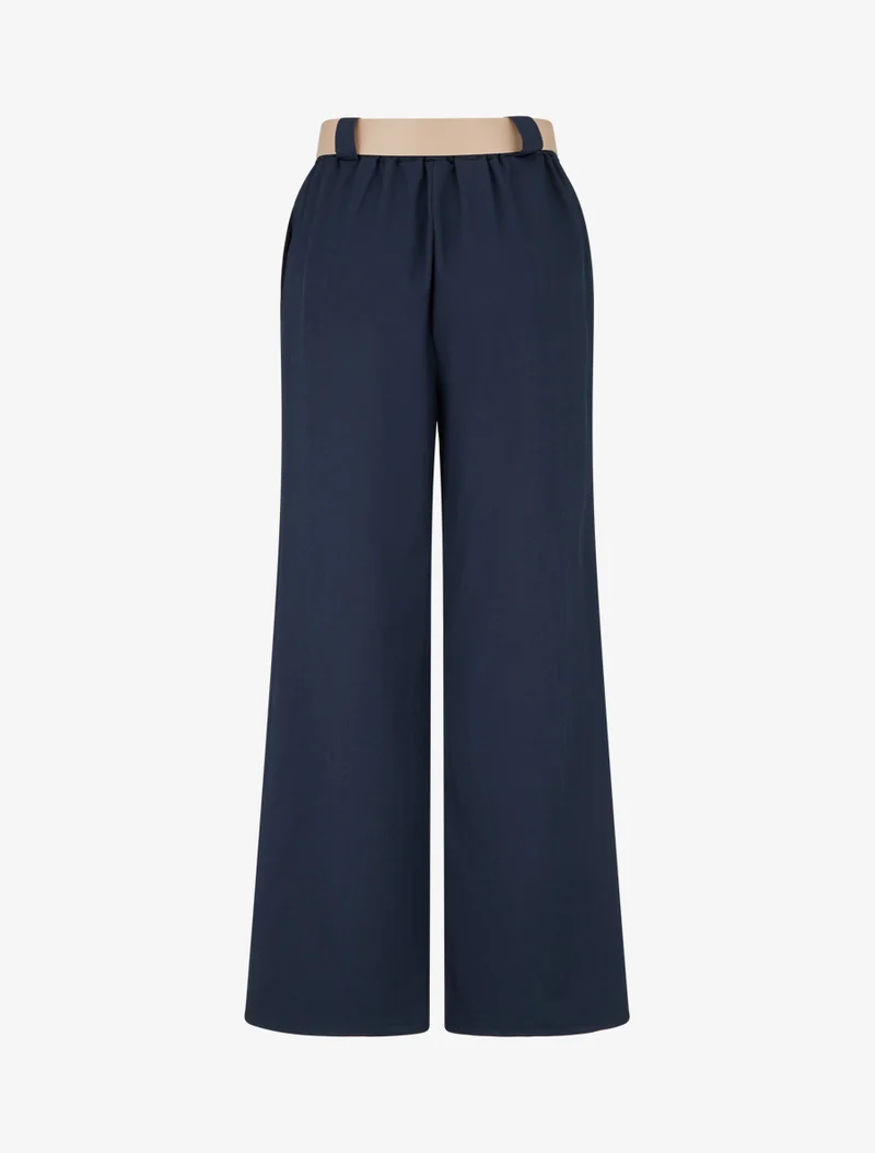 Weite Hose mit Streifenmuster - Marine