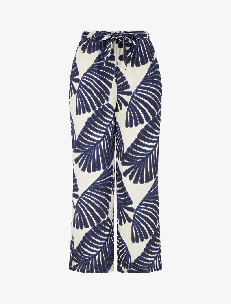 Gerade Hose mit Blättermuster - Marine