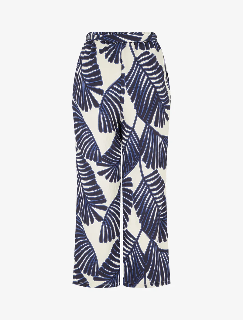 Gerade Hose mit Blättermuster - Marine