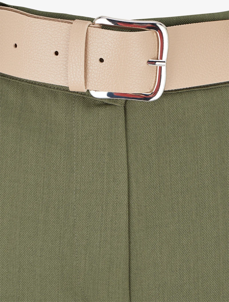 Weite Hose mit Streifenmuster - Kaki