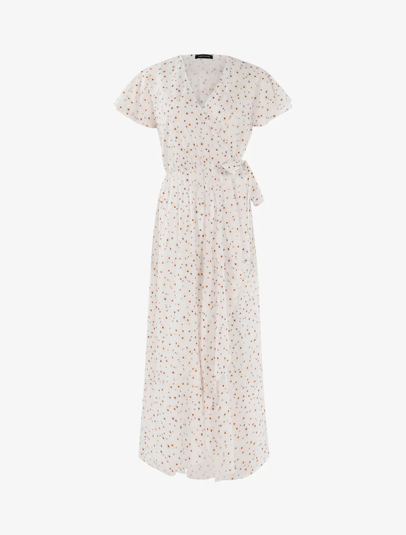 Kleid mit Gänseblümchenmuster - Ecru