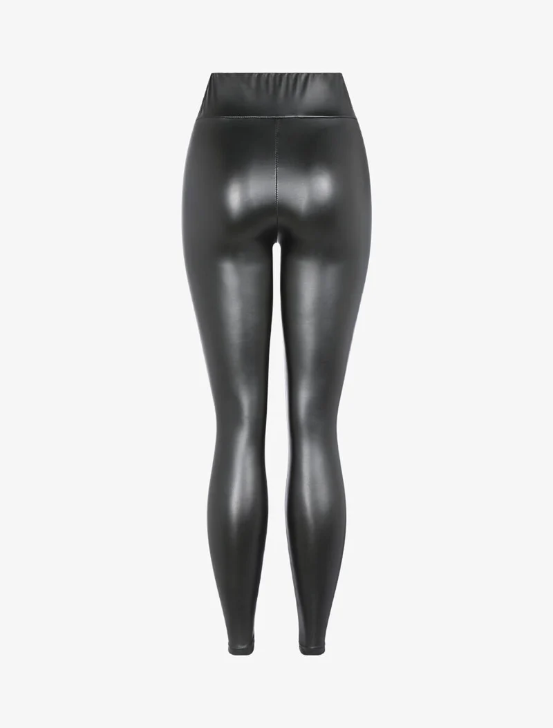 Ultradünne Leggings in Lederoptik. - Schwarz