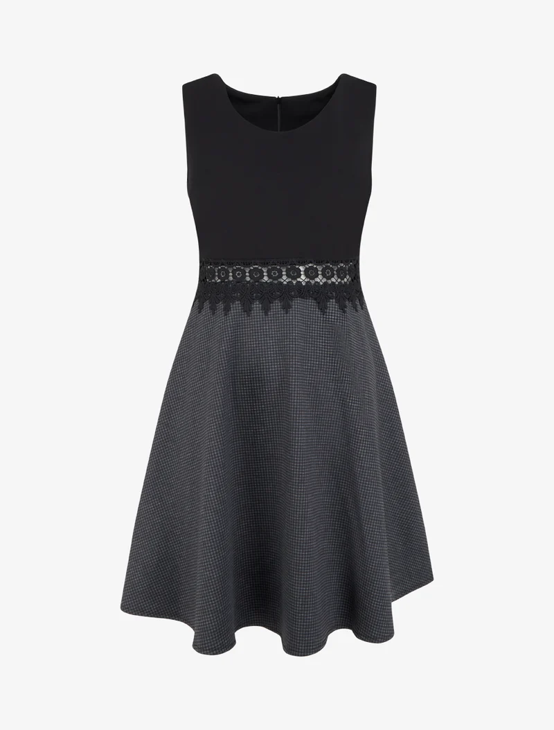 Spitzen-Basic-Kleid - Schwarz