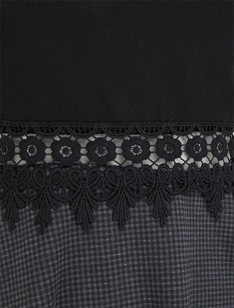 Spitzen-Basic-Kleid - Schwarz